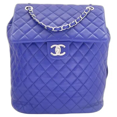 Pre-owned Chanel Urban Spirit Backpack Circa 2010 Blue Lamb Leather Quilted Bag