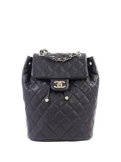 Pre-owned Chanel Urban Spirit Cc Chain Backpack In Black
