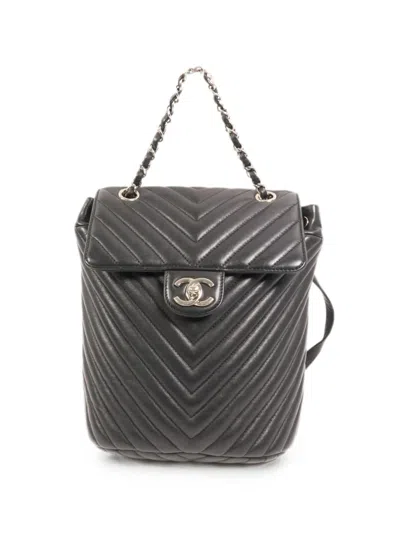 Pre-owned Chanel Urban Spirit Cc Turn-lock Backpack In Black
