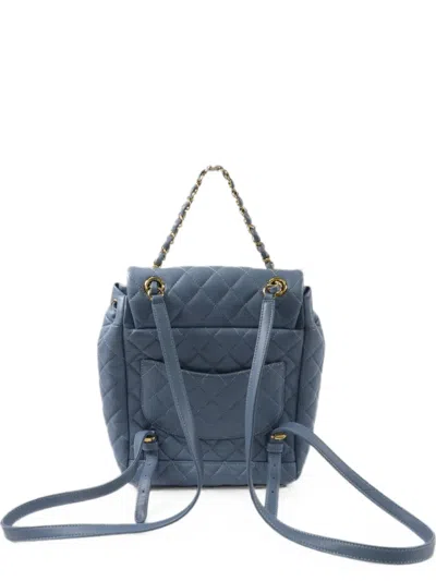 Pre-owned Chanel Urban Spirit Cc Turn-lock Backpack In Blue