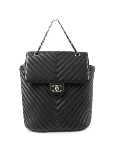Pre-owned Chanel Urban Spirit Chevron-quilted Backpack In Black