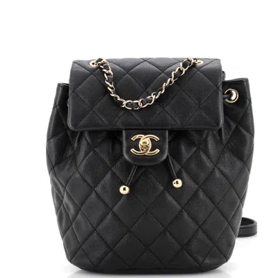 Pre-owned Chanel Urban Spirit Nm Backpack Quilted Caviar Mini In Black