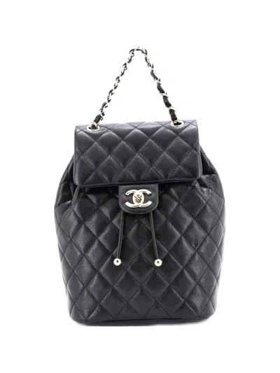 Pre-owned Chanel Urban Spirit Nm Quilted Caviar Mini Backpack In Black