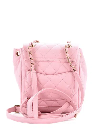 Pre-owned Chanel Urban Spirit Nm Quilted Caviar Mini Backpack In Pink