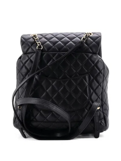 Pre-owned Chanel Urban Spirit Quilted Lambskin Large Backpack In Black