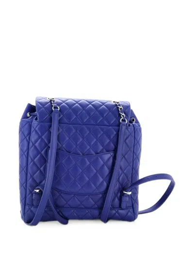 Pre-owned Chanel Urban Spirit Quilted Lambskin Large Backpack In Blue