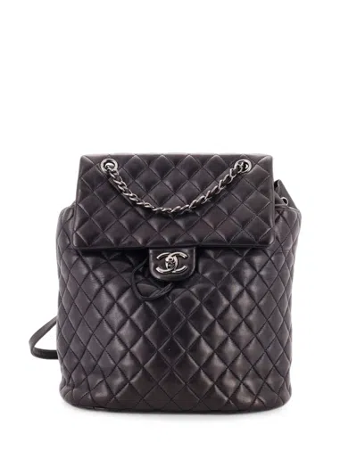 Pre-owned Chanel Urban Spirit Quilted Lambskin Large Backpack In Blue