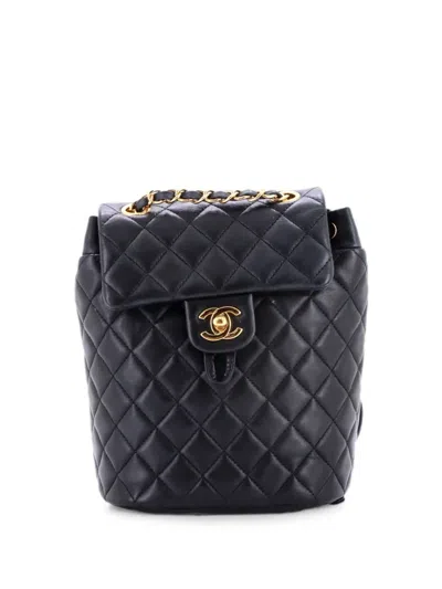 Pre-owned Chanel Urban Spirit Quilted Lambskin Mini Backpack In Black