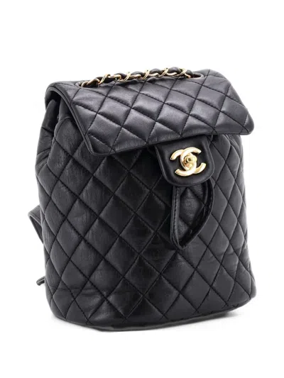 Pre-owned Chanel Urban Spirit Quilted Lambskin Mini Backpack In Black