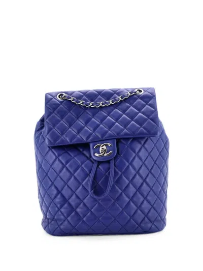 Pre-owned Chanel Urban Spirit Quilted Leather Small Backpack In Blue