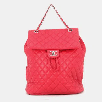Pre-owned Chanel Urban Spirit Small Coral Pink Lambskin Leather Backpack Bag