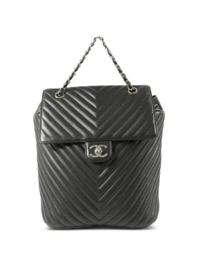 Pre-owned Chanel Urban Spirit Turn-lock Backpack In Black