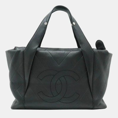 Pre-owned Chanel V Stitch All Day Long Tote In Black