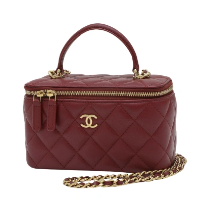 Pre-owned Chanel Vanity Burgundy Leather Clutch Bag ()