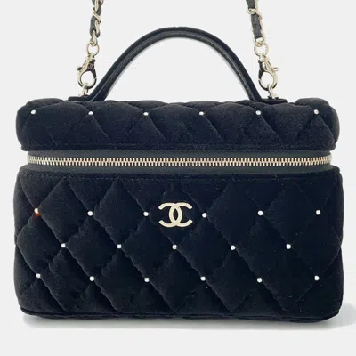 Pre-owned Chanel Vanity Case Black Velvet Strass