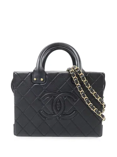 Pre-owned Chanel Vanity Case Cc Mini Tote Bag In Black