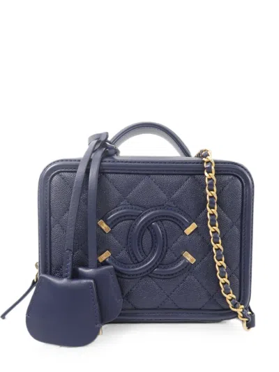 Chanel Vanity Case Cc Tote Bag In Purple