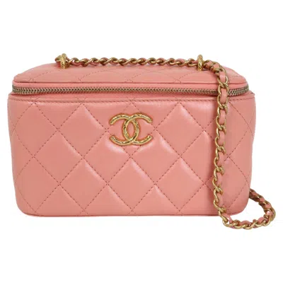 Pre-owned Chanel Vanity Case Pink Leather Handbag