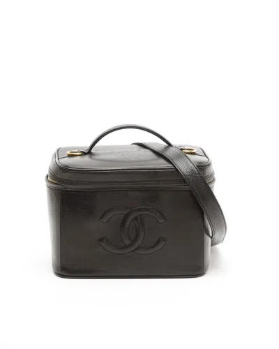 Pre-owned Chanel Vanity Case Pouch In Black