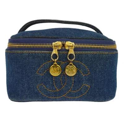 Pre-owned Chanel Vanity Case Quilted Denim Blue Denim_jeans Clutche & Pouche Bag ()