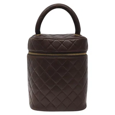 Pre-owned Chanel Vanity Leather Clutch Bag () In Brown