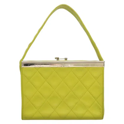 Pre-owned Chanel Vanity Leather Clutch Bag () In Yellow