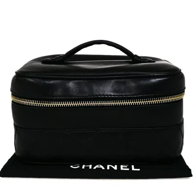Pre-owned Chanel Vanity Leather Handbag () In Black