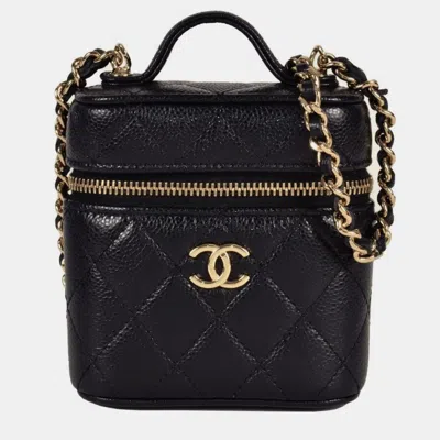 Pre-owned Chanel Vanity Mini Black Leather Shoulder Bag