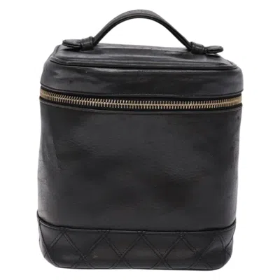Pre-owned Chanel Vanity Pouch Leather Black Leather Bag ()