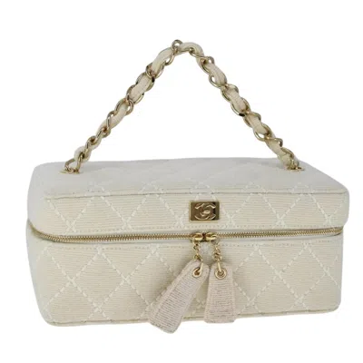 Pre-owned Chanel Vanity Toiletries Cotton White Cotton Bag ()