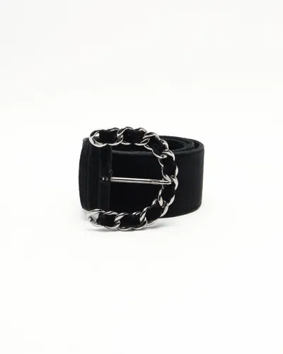 Pre-owned Chanel Velour Belt, Size 80 In Black