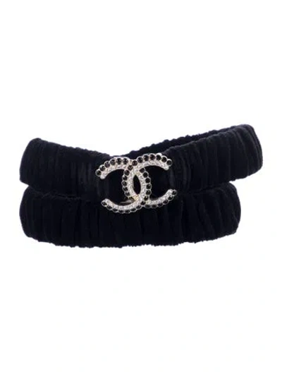 Pre-owned Chanel Velvet Belt In Black
