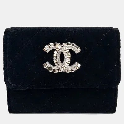 Pre-owned Chanel Velvet Black Card Wallet