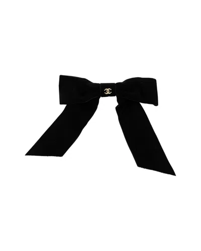Pre-owned Chanel Velvet Bow Hair Clip (authentic Pre-loved)
