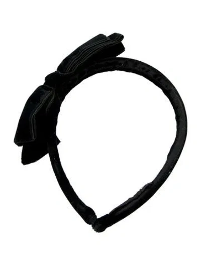 Pre-owned Chanel Velvet Bow Headband In Black