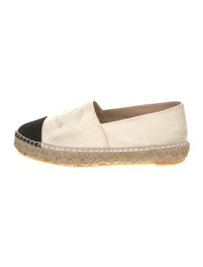 Pre-owned Chanel Velvet Colorblock Pattern Espadrilles In Neutral