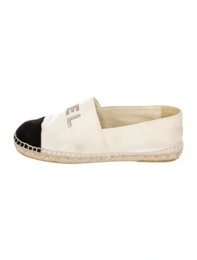Pre-owned Chanel Velvet Colorblock Pattern Espadrilles In Neutral
