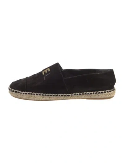 Pre-owned Chanel Velvet Espadrilles In Black