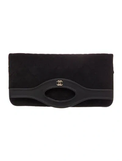 Pre-owned Chanel Velvet Large 31 Pouch In Black