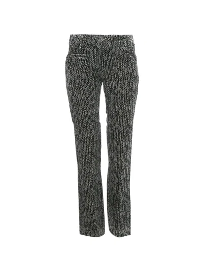 Pre-owned Chanel Velvet Print Trousers In Black