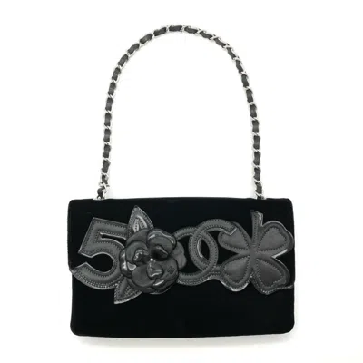 Pre-owned Chanel Velvet Shoulder Bag () In Black