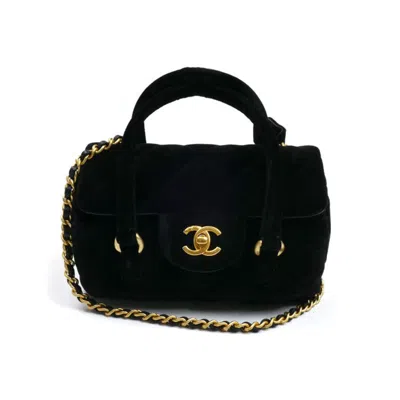 Pre-owned Chanel Velvet Shoulder Bag () In Black