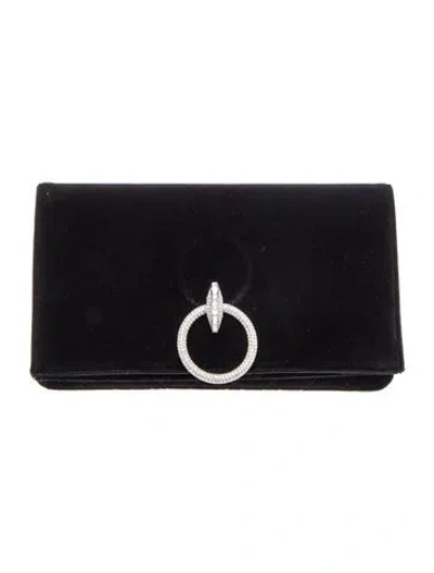 Pre-owned Chanel Velvet Strass Clutch In Black