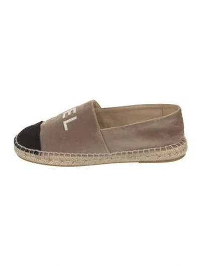 Pre-owned Chanel Velvet Whipstitch Trim Espadrilles In Neutral
