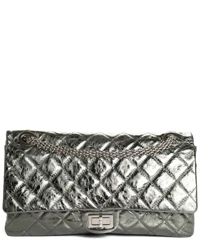 Pre-owned Chanel Vert Fonce Quilted Calfskin Leather Reissue Maxi Double Flap Bag, Nwt (authentic )