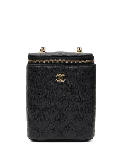 Pre-owned Chanel Vertical Cc Beauty Vanity Case In Black