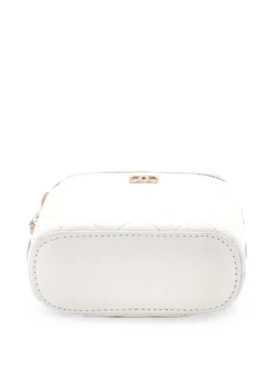 Pre-owned Chanel Vertical Classic Vanity Case With Chain Quilted Caviar Small Shoulder Bag In Blue