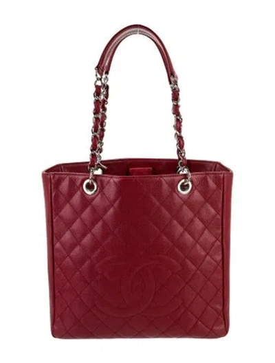 Pre-owned Chanel Vertical Grand Shopping Tote In Red