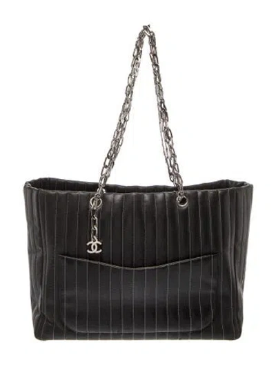 Pre-owned Chanel Vertical Quilted Mademoiselle Tote In Black