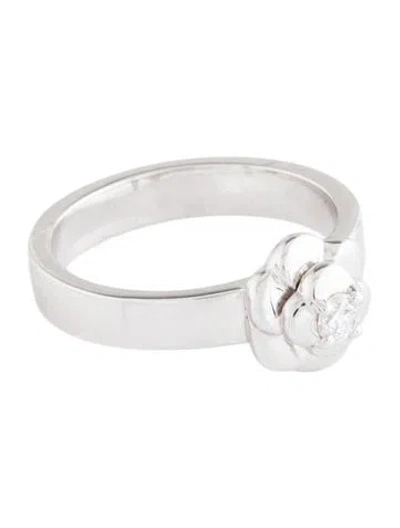 Pre-owned Chanel Vintage 18k Diamond Camélia Ring In Multi